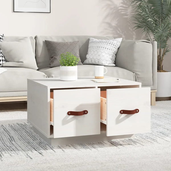 Weißer Couchtisch Kiefer Massivholz 60x53 cm
