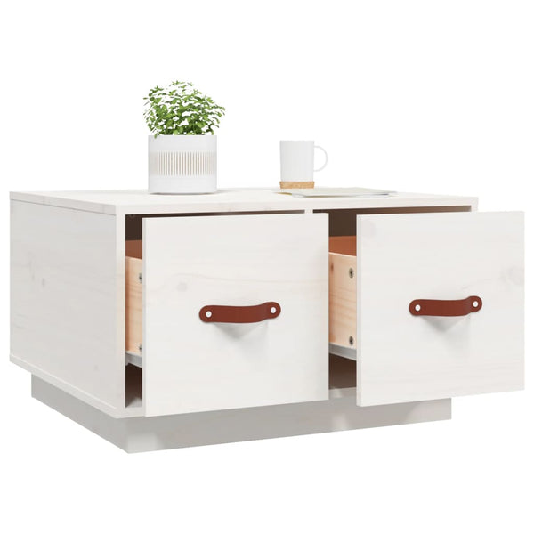Weißer Couchtisch Kiefer Massivholz 60x53 cm