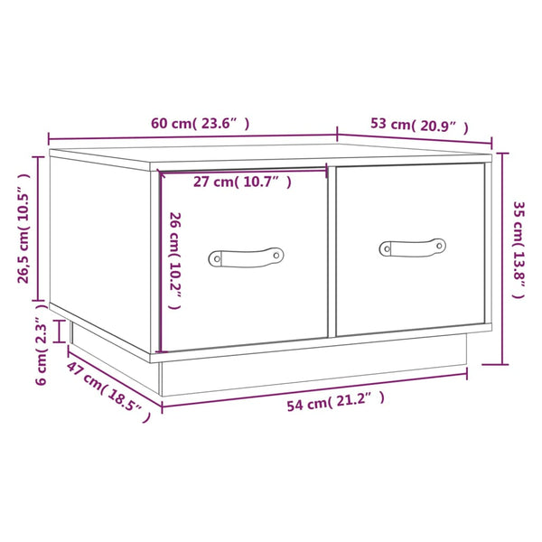 Weißer Couchtisch Kiefer Massivholz 60x53 cm