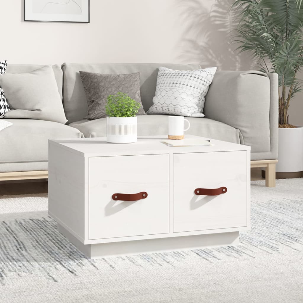 Weißer Couchtisch Kiefer Massivholz 60x53 cm