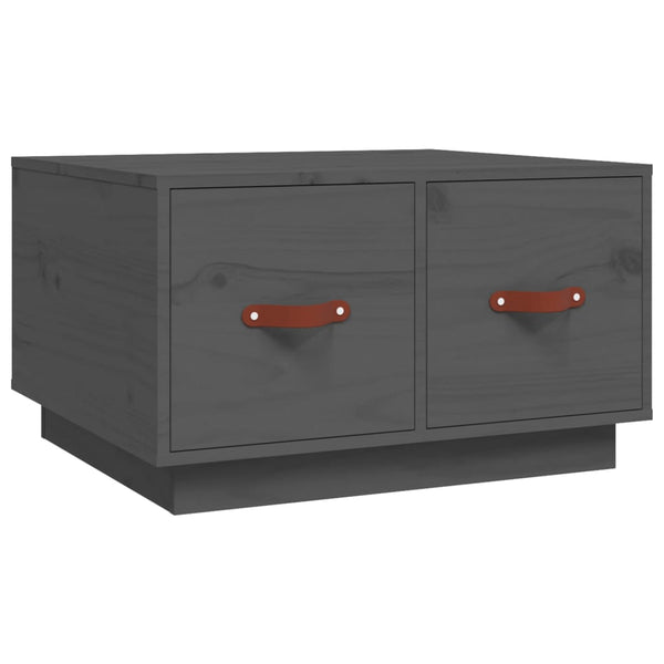 Grauer Couchtisch Kiefer Massivholz 60x53 cm