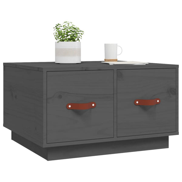 Grauer Couchtisch Kiefer Massivholz 60x53 cm
