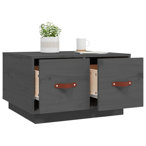 Grauer Couchtisch Kiefer Massivholz 60x53 cm