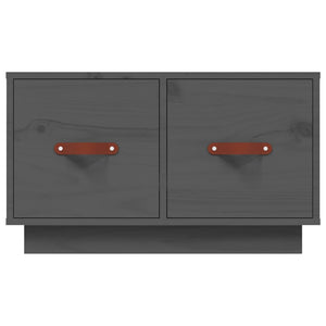 Grauer Couchtisch Kiefer Massivholz 60x53 cm