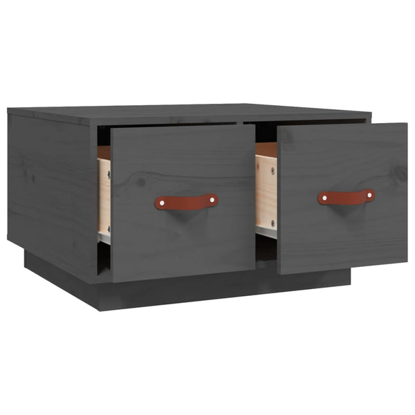 Grauer Couchtisch Kiefer Massivholz 60x53 cm