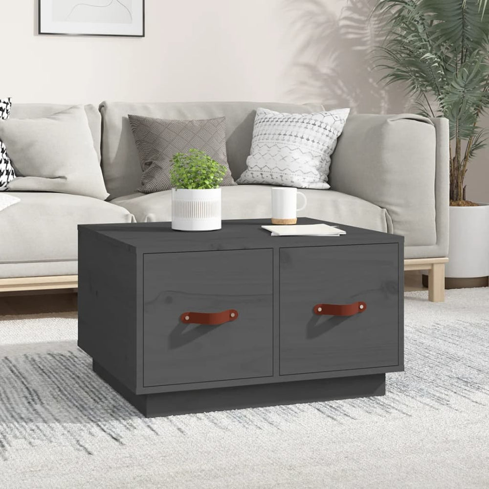 vidaXL Coffee Table Grey 60x53x35 cm Solid Pine Wood