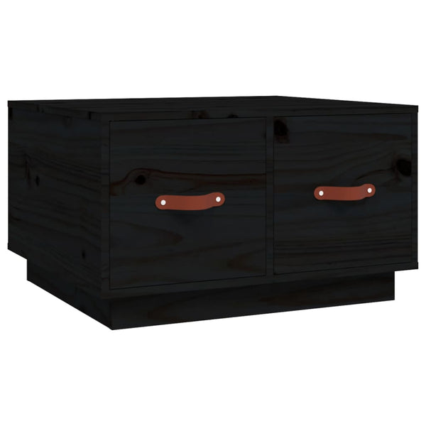 Schwarzer Couchtisch Kiefer Massivholz 60x53 cm