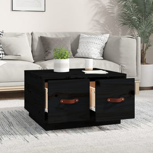 Schwarzer Couchtisch Kiefer Massivholz 60x53 cm