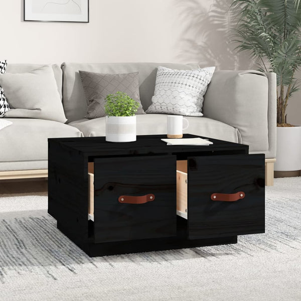 Schwarzer Couchtisch Kiefer Massivholz 60x53 cm