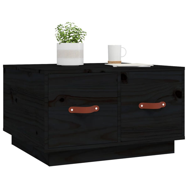 Schwarzer Couchtisch Kiefer Massivholz 60x53 cm