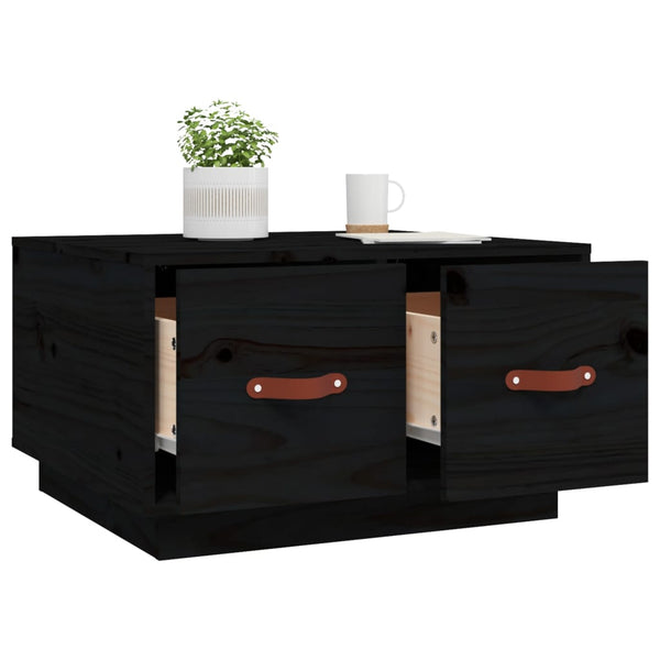 Schwarzer Couchtisch Kiefer Massivholz 60x53 cm