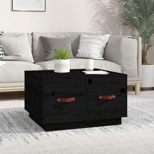 Schwarzer Couchtisch Kiefer Massivholz 60x53 cm
