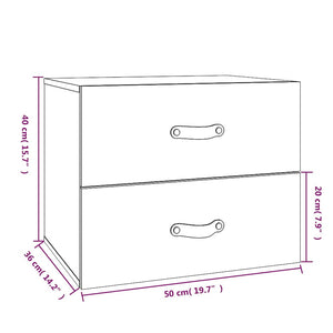 Wand-Nachttische 2er Set Kiefer 50x40 cm