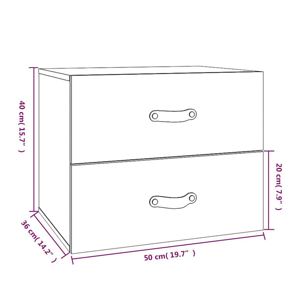 Wand-Nachttische 2er Set Kiefer 50x40 cm
