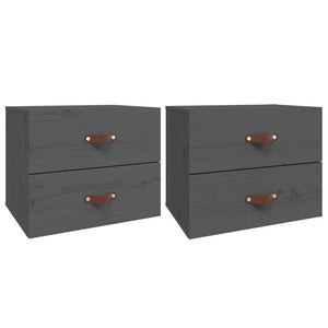 Wand-Nachttische Grau, 2er-Set