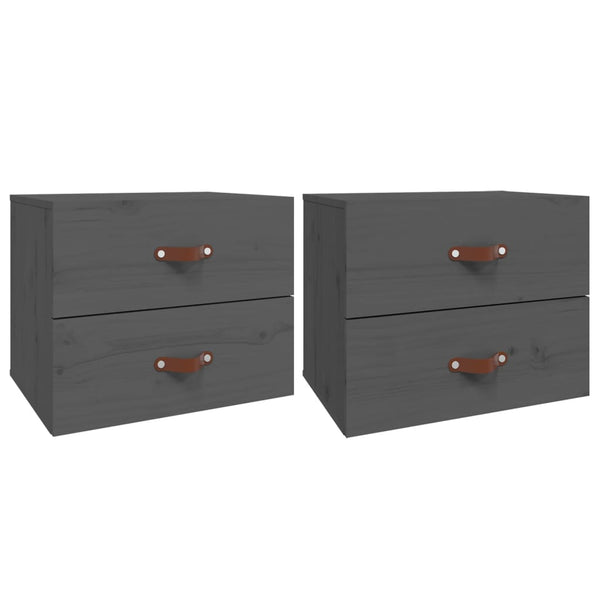 Wand-Nachttische Grau, 2er-Set