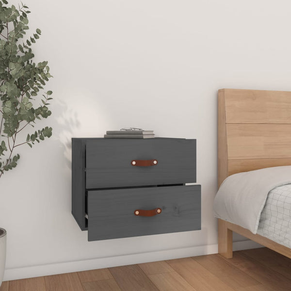 Wand-Nachttische Grau, 2er-Set