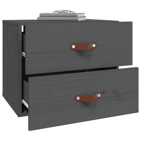 Wand-Nachttische Grau, 2er-Set