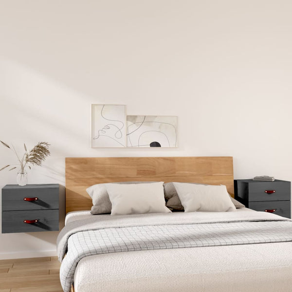 Wand-Nachttische Grau, 2er-Set