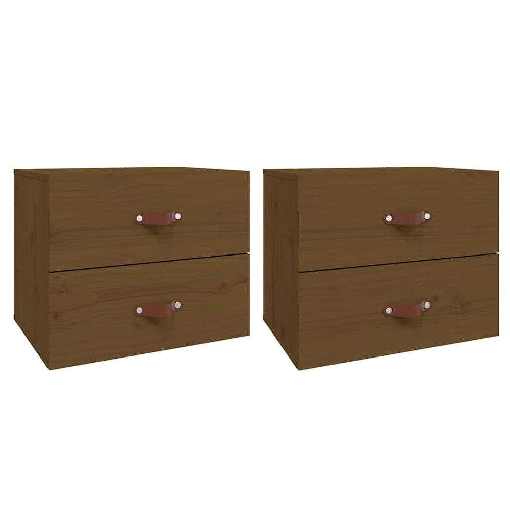 2er Set Wand-Nachttische Honigbraun