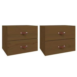 2er Set Wand-Nachttische Honigbraun