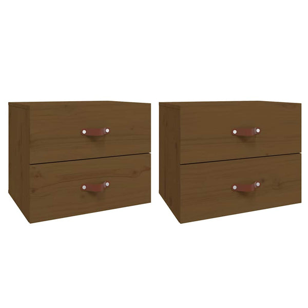 2er Set Wand-Nachttische Honigbraun