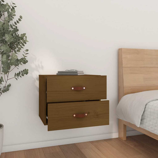 2er Set Wand-Nachttische Honigbraun