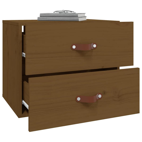 2er Set Wand-Nachttische Honigbraun
