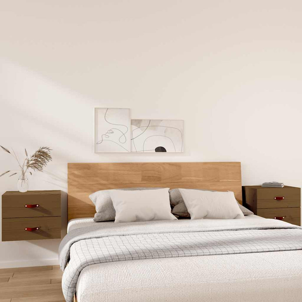 2er Set Wand-Nachttische Honigbraun