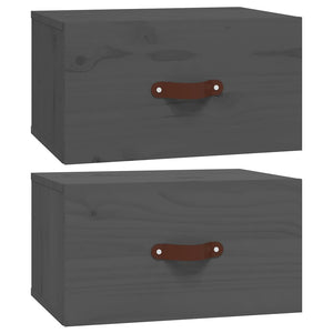 Wand-Nachttische Grau, 2er-Set