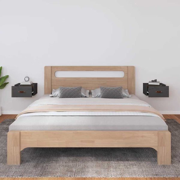Wand-Nachttische Grau, 2er-Set