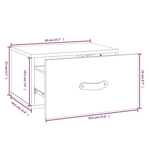 Wand-Nachttische Grau, 2er-Set