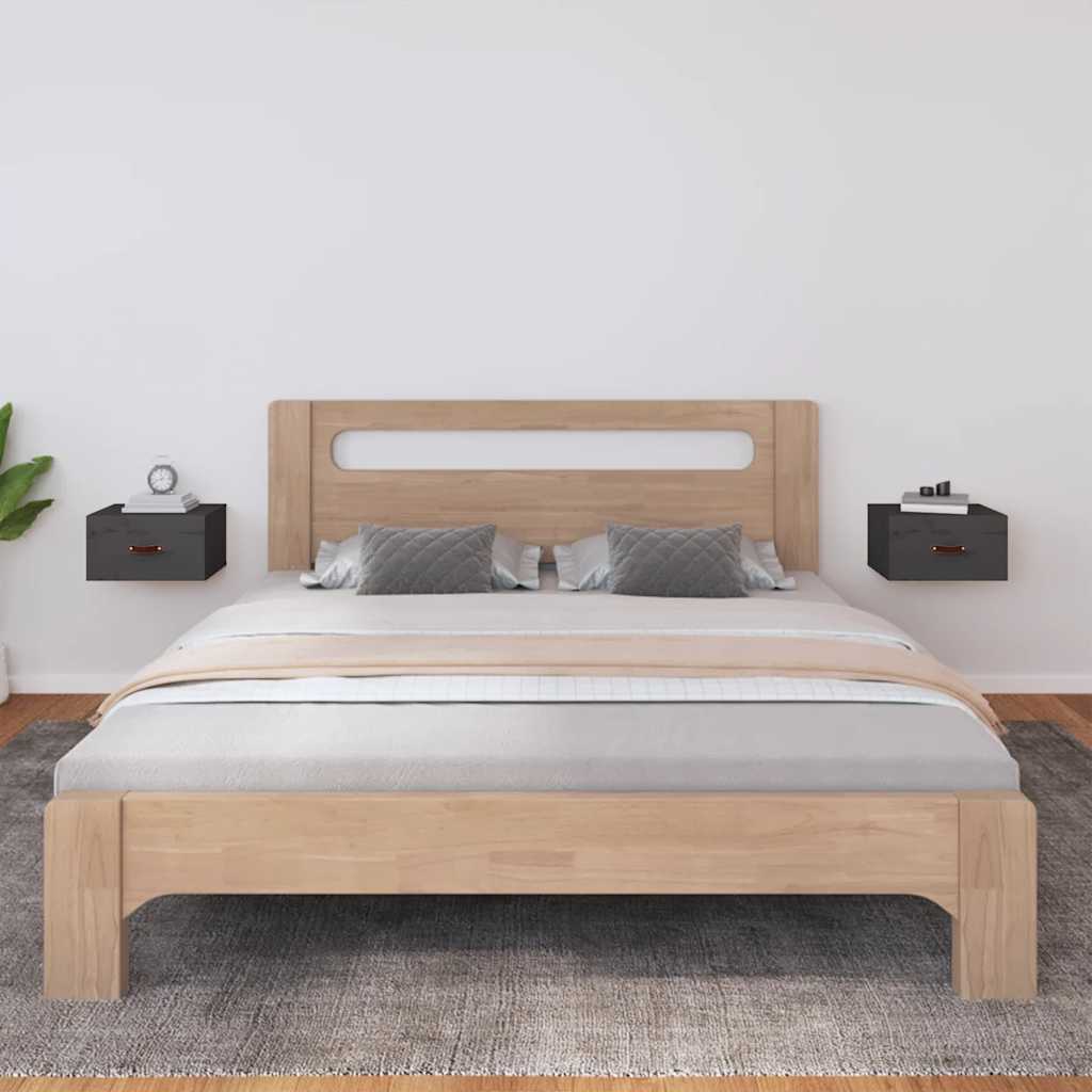 Wand-Nachttische Grau, 2er-Set