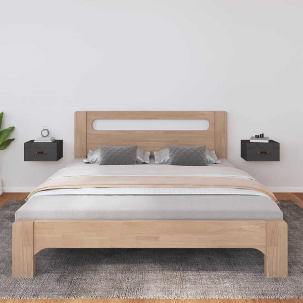 Wand-Nachttische Grau, 2er-Set