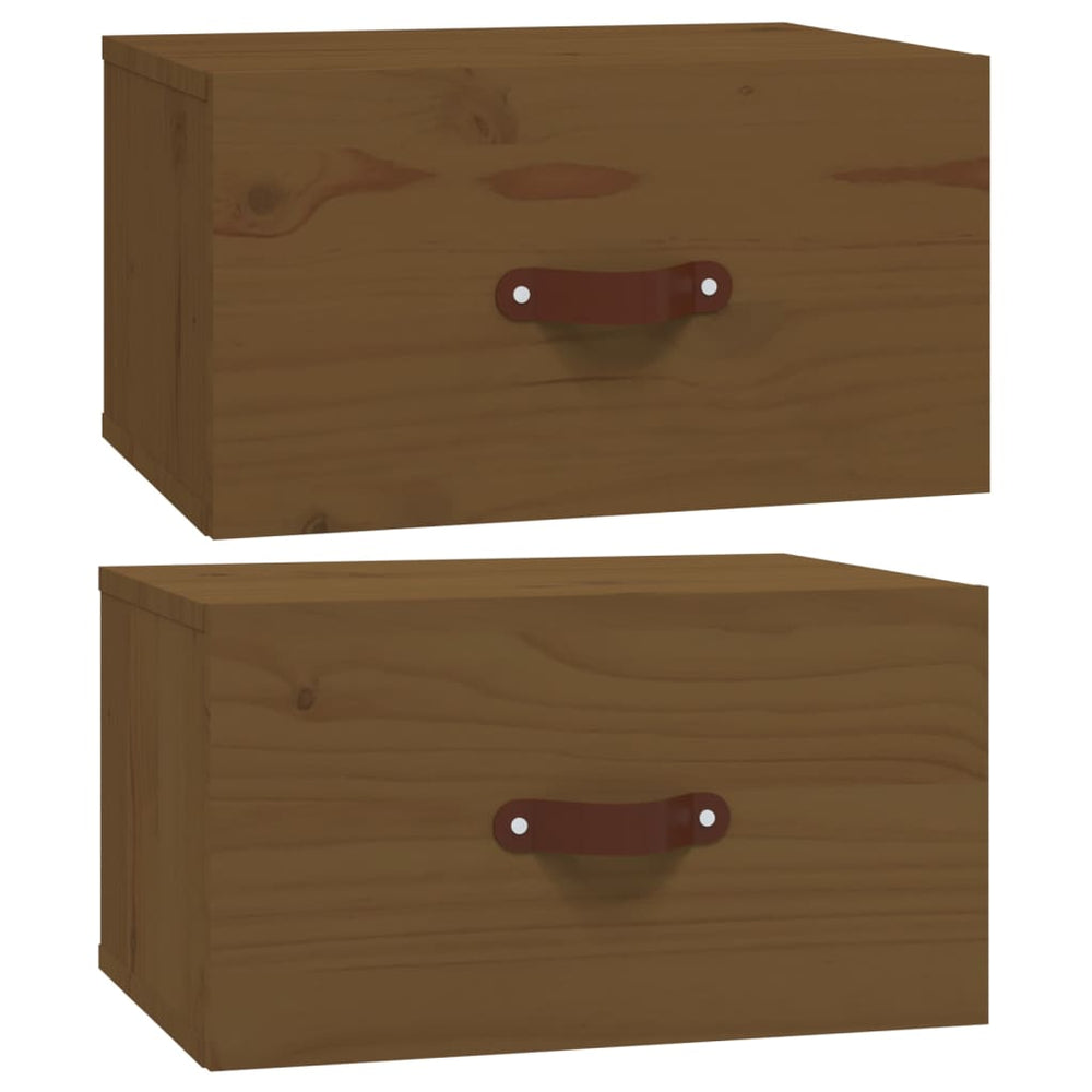 Wand-Nachttische 2er Set Honigbraun