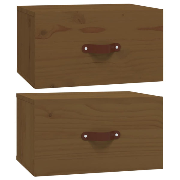 Wand-Nachttische 2er Set Honigbraun