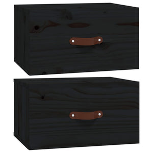 Wand-Nachttische Schwarz, 2er Set