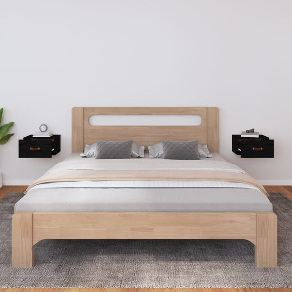 Wand-Nachttische Schwarz, 2er Set