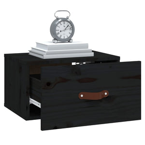 Wand-Nachttische Schwarz, 2er Set
