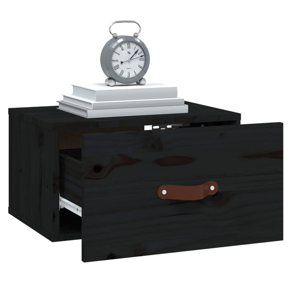 Wand-Nachttische Schwarz, 2er Set