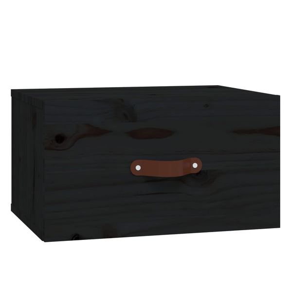 Wand-Nachttische Schwarz, 2er Set