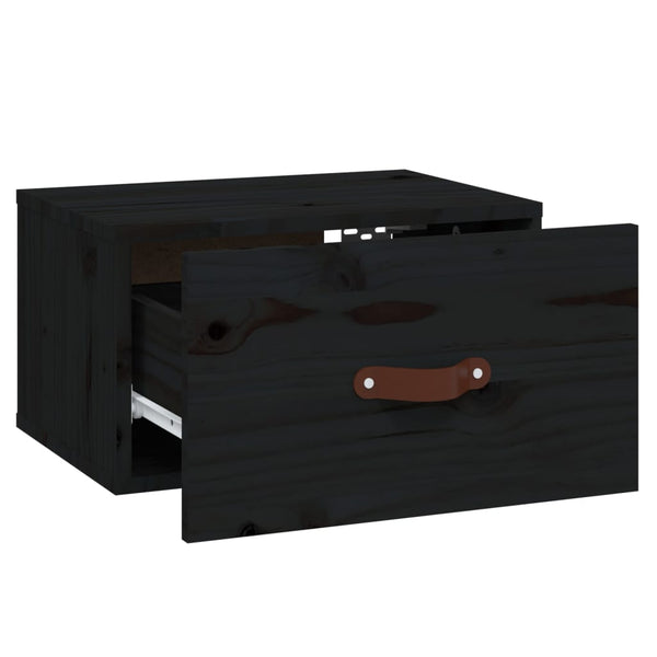 Wand-Nachttische Schwarz, 2er Set