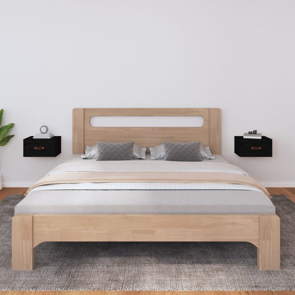 vidaXL Wall-Mounted Nightstands 2 pcs Black 40x29.5x22 cm