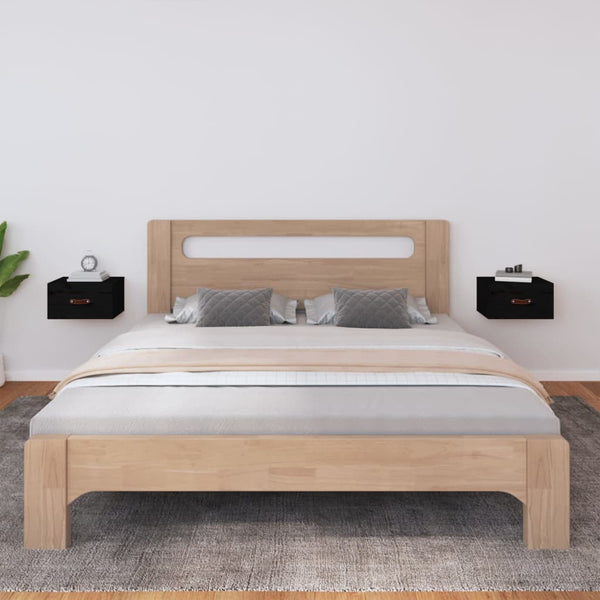 Wand-Nachttische Schwarz, 2er Set