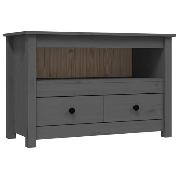Grauer TV-Schrank Kiefer Massivholz 79 cm
