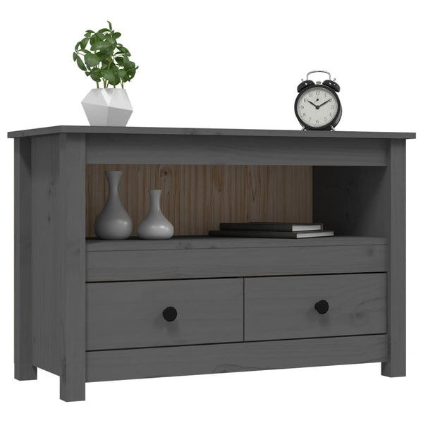 Grauer TV-Schrank Kiefer Massivholz 79 cm
