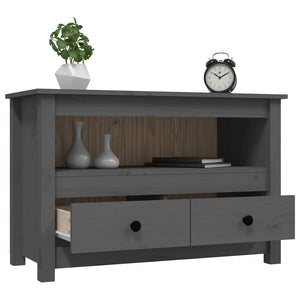 Grauer TV-Schrank Kiefer Massivholz 79 cm