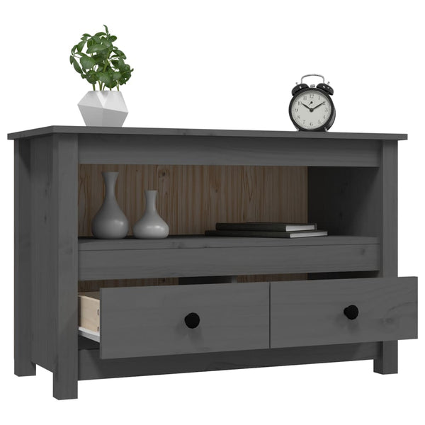 Grauer TV-Schrank Kiefer Massivholz 79 cm