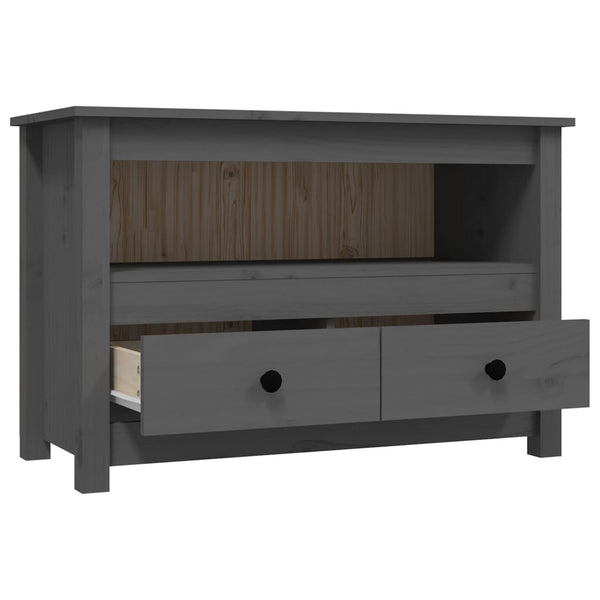 Grauer TV-Schrank Kiefer Massivholz 79 cm