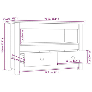 Grauer TV-Schrank Kiefer Massivholz 79 cm